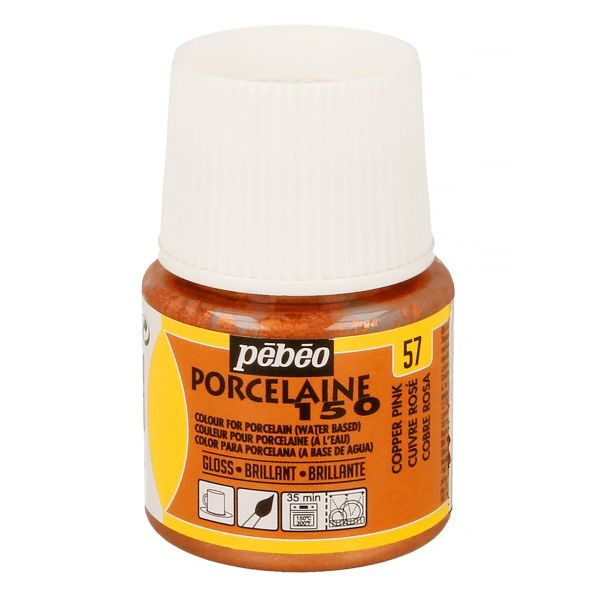 Краска по фарфору и керамике (под обжиг) глянцевая Porcelaine 150 45 мл, 024-057 под розовую медь, Pebeo