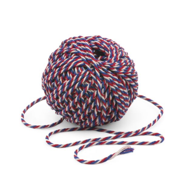 Шнур х/б ⌀3.0 мм, 50м, цвет белый/красный/синий