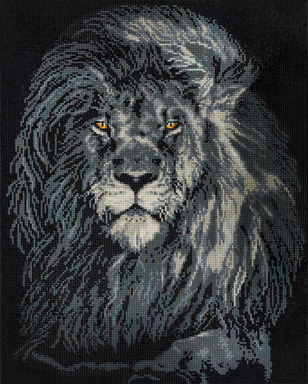 Алмазная (кристальная) мозаика Фрея ALPD-186, на подрамнике Грозный лев, 40х50 см