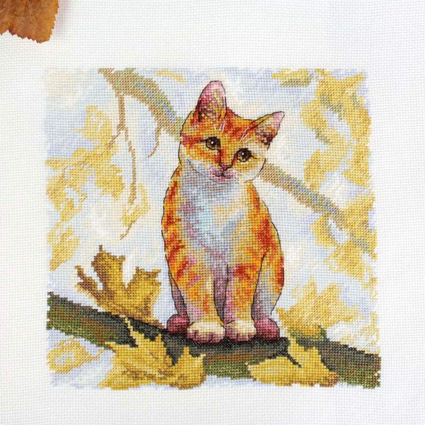 Набор для вышивания нитками МП Студия, Пушистый рыжик 19х19см