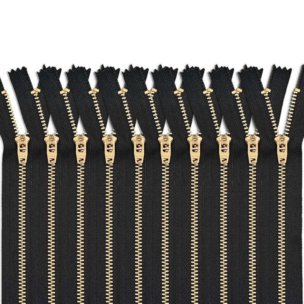 Молния металл джинсовая Т5 (5 мм) 1 зам., н/раз., 18 см, т.серый, 39125/18-3, 10 шт