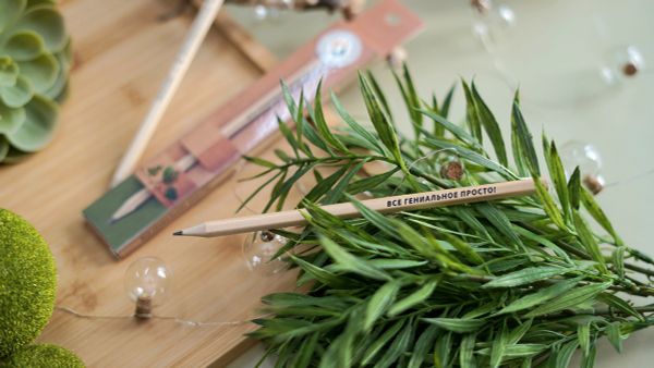 Карандаш чернографитный заточенный ТМ (HB), 4 шт, все гениальное просто!, ВКФ SUV-032