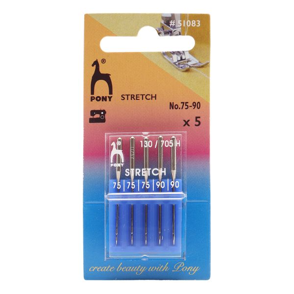Иглы для швейных машин для стрейча 130/705 H-S, №75-90, 5 игл Pony, 51083