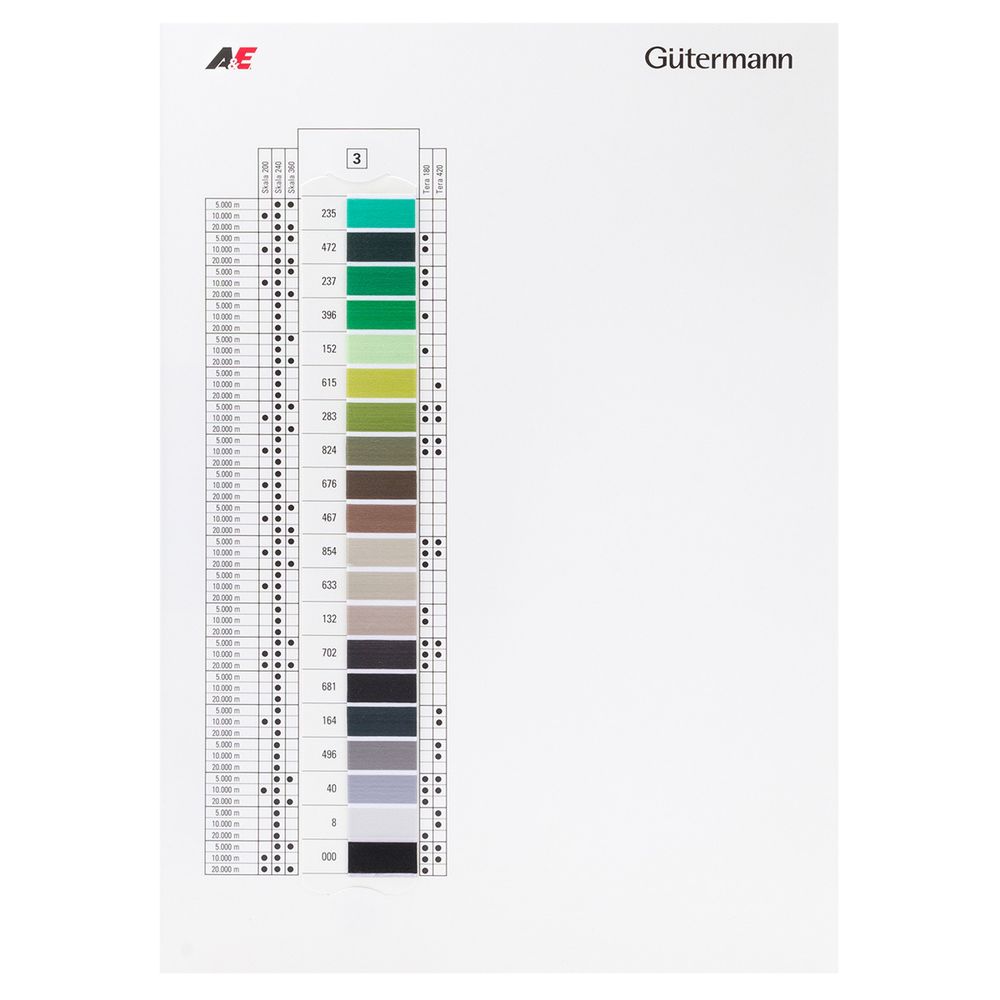 _00_ Карта цветов ниток: Нитки Gutermann Tera/Skala