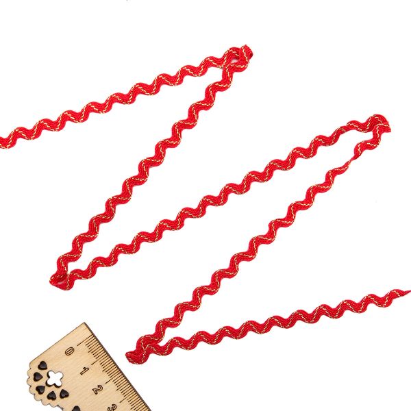 Тесьма вьюнчик с метанитью, 5 мм / 20 м (красный), С3584