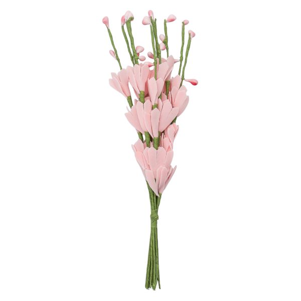 Веточка декоративная букетик, цветочек-фоамиран, 22см, цв. св. розовый, С-2005