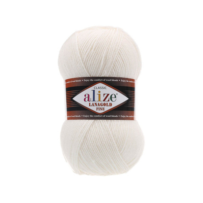 Пряжа Alize (Ализе) Lana Gold Fine / уп.5 мот. по 100 г, 390м, 450 жемчужный A
