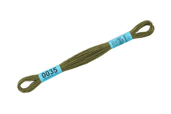 Мулине Gamma 100% хлопок, цв.0035 хаки, 24 мотка по 8 метров