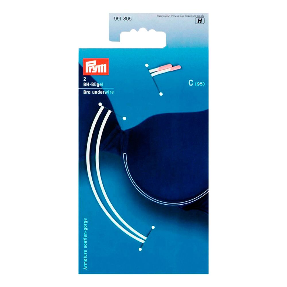 Косточки для бюстгальтера (каркасы) металл 135 мм (разм. C (95)), 2 шт белые, A Prym