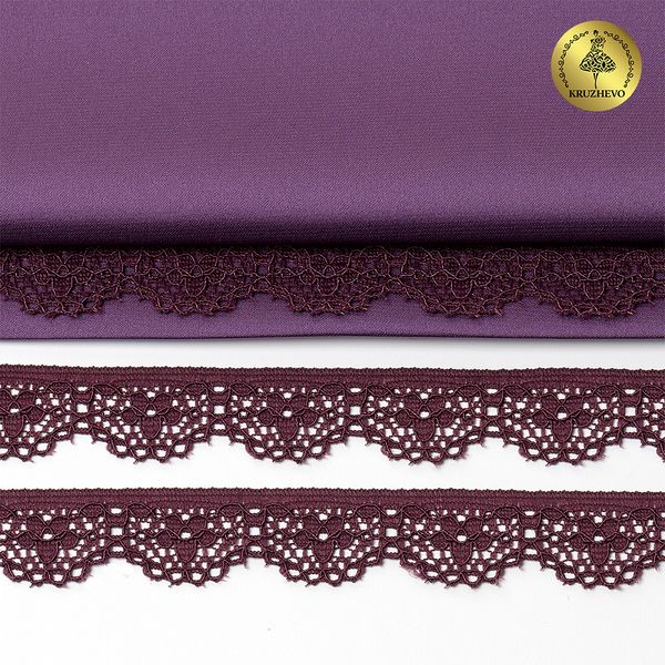 Кружево эластичное (стрейч) 15 мм 8031, цв.S254 сливовое вино уп.50м, Kruzhevo