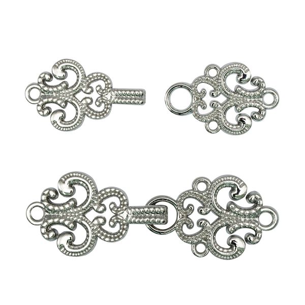 Крючки пришивные декоративные 59х20 мм, nickel, 6 шт