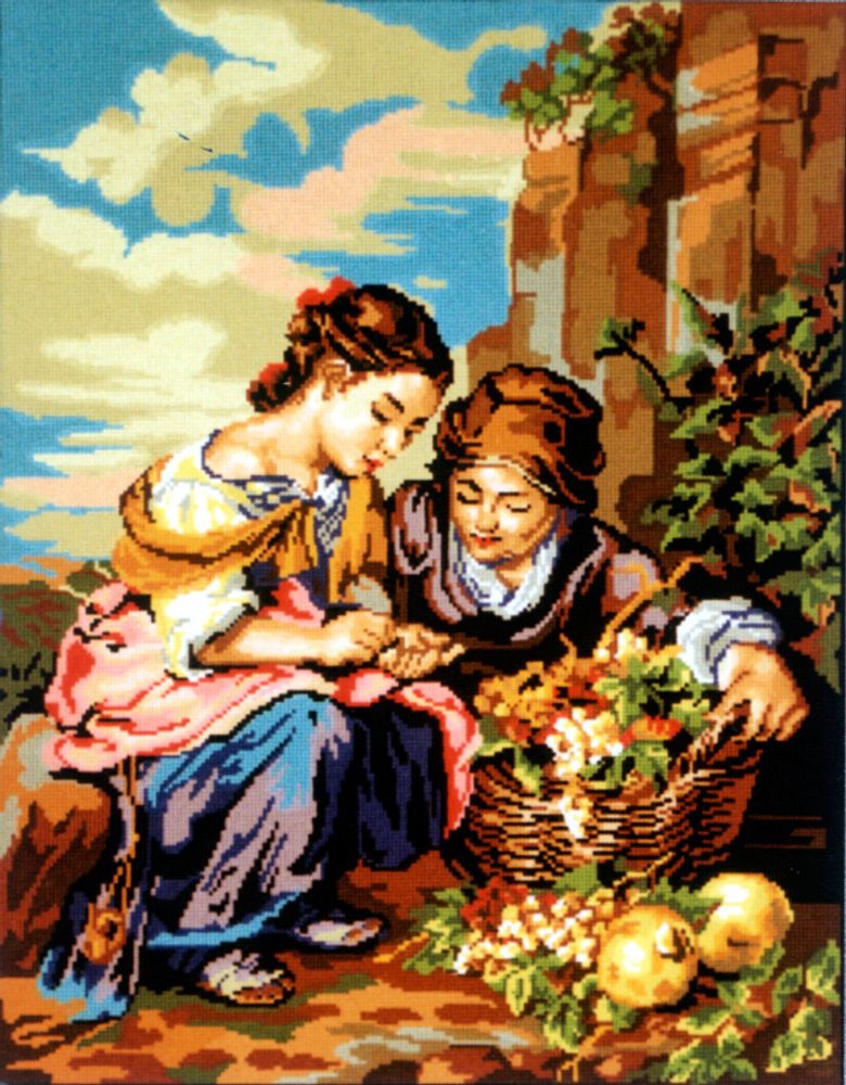 Рисунок для вышивания Soulos (канва жесткая), &quot;Девушки с корзиной Винограда&quot;, 60х75 см