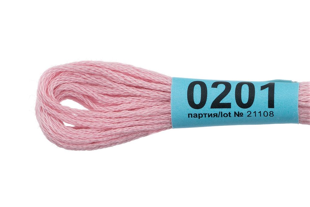 Мулине Gamma 100% хлопок, цв.0201 св-розовый, 24 мотка по 8 метров