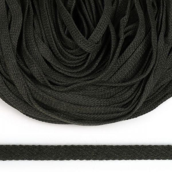 Шнур плоский плетеный х/б ⌀10.0 мм / 50 метров, турецкое плетение цв.131 хаки