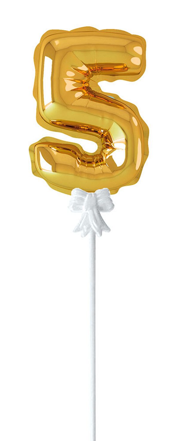 Шар самодув Цифра, 5 шт, 5, золотая, Boomzee FBZ-03