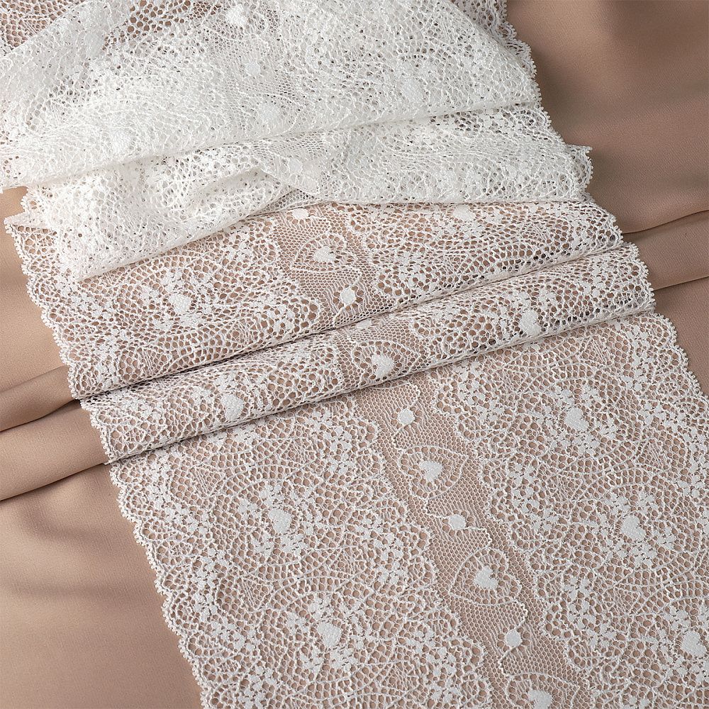 Кружево бельевое эластичное 185 мм / 18 м, 6185, цв.004 белый, Kruzhevo