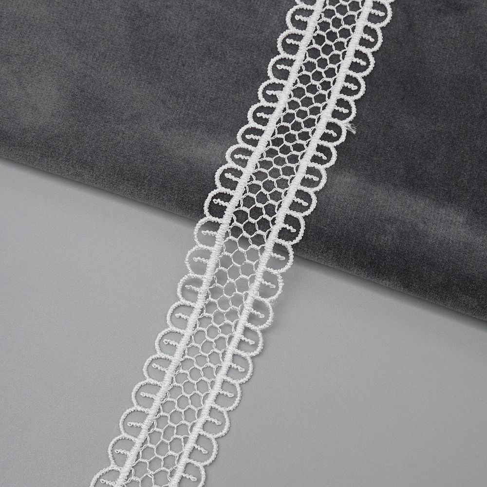 Кружево гипюр (плетёное) 20 мм, / 13.72 метра, белый