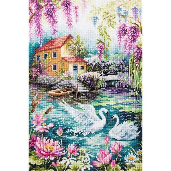 Набор для вышивания нитками Чудесная игла, Лебединое озеро 30х45см