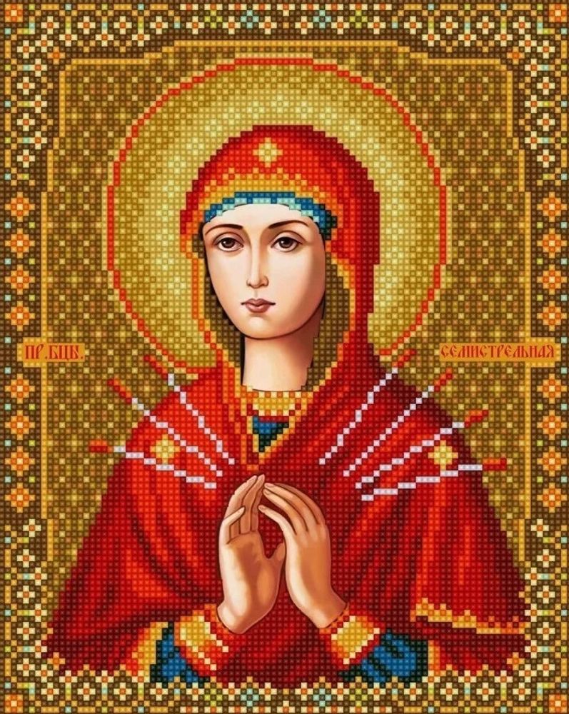 Рисунок для вышивания бисером Конек арт. 9277 Богородица Семистрельная 20х25 см
