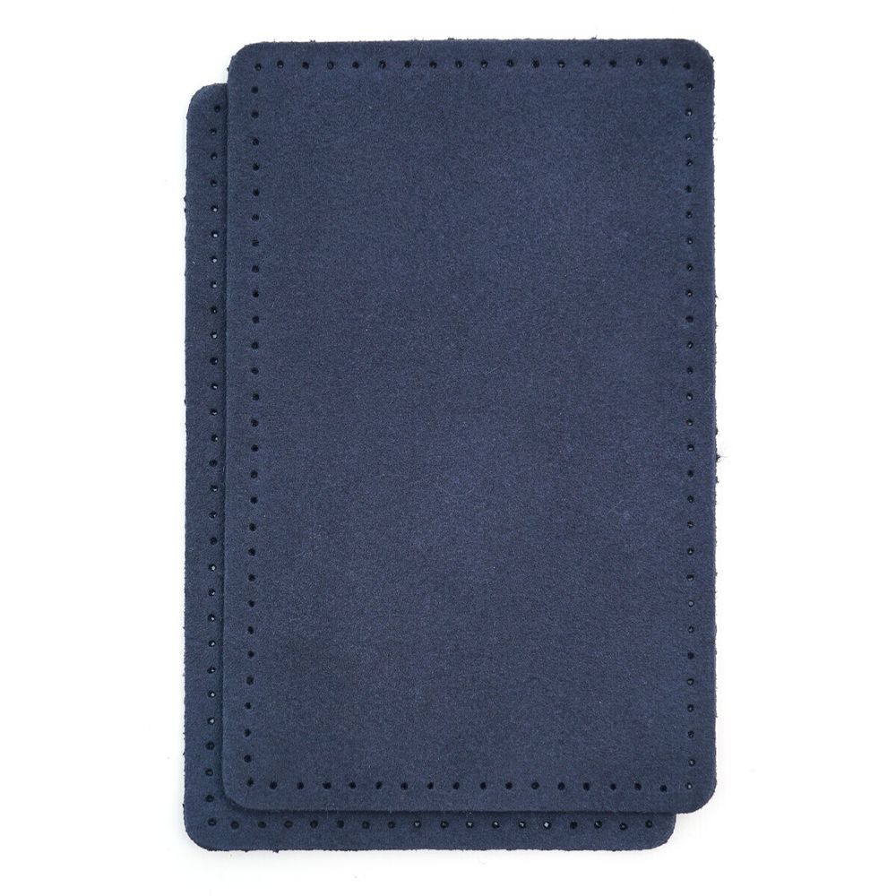 Заплатки пришивные из замши прямоугольник 8х12.7 см, с перфорацией, 2 шт, 100% кожа, 22 темно-синий, 59123