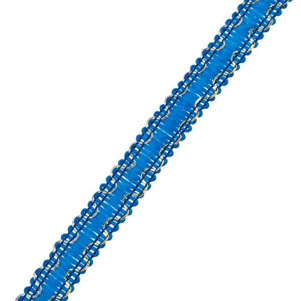 Тесьма отделочная вязаная 10 мм / 10 метров, рис 9254, синий/золото, С3729г17/1