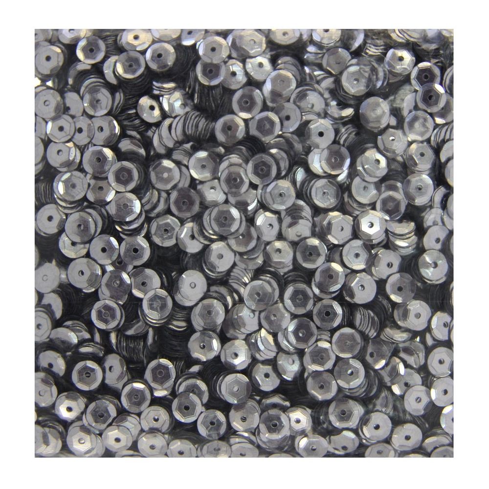 Пайетки граненые 6 мм, 100 гр, М18 темное серебро