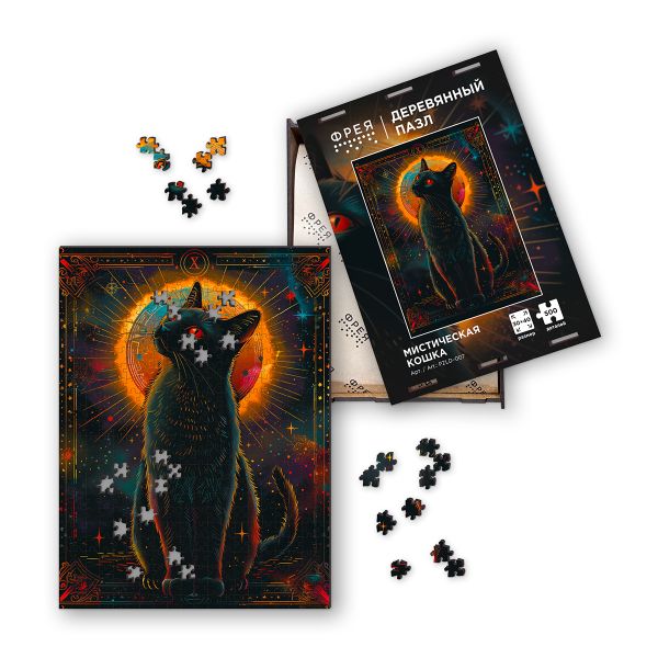 Пазл деревянный 500 элементов, PZLD-007 Мистическая кошка, Фрея