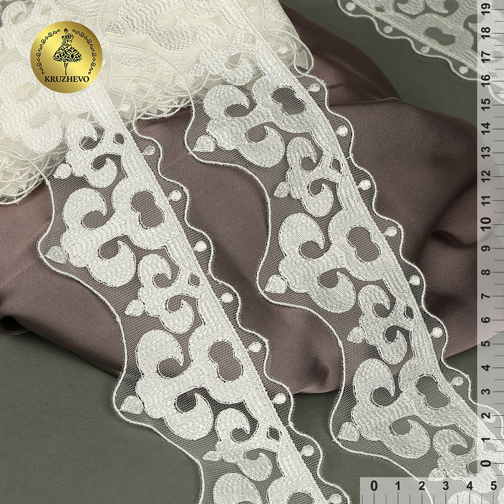 Кружево на сетке арт.TR.2113 70мм цв.белый уп.13м, Kruzhevo