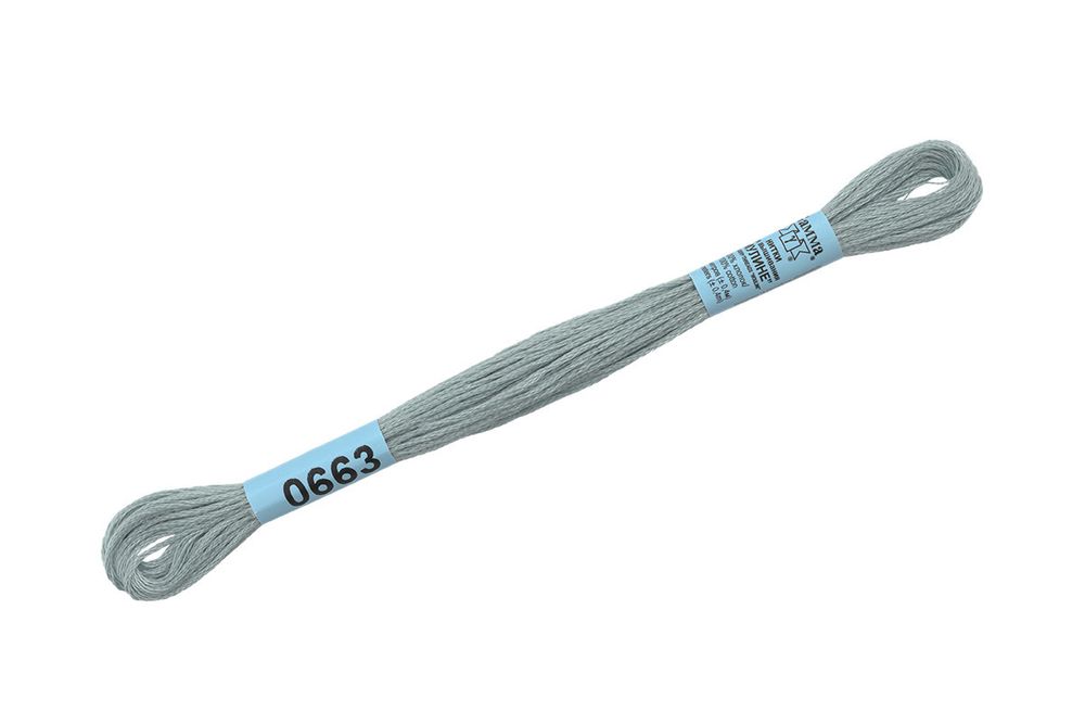 Мулине Gamma 100% хлопок, цв.0663 серый, 24 мотка по 8 метров
