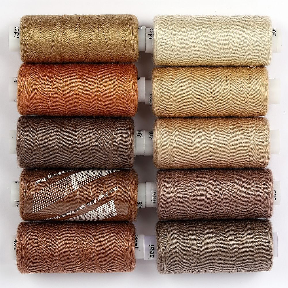 Швейные нитки (набор) 40/2, 10 кат. по 366 м, 100% п/э, MIX BJ, ассорти (бежевые оттенки)