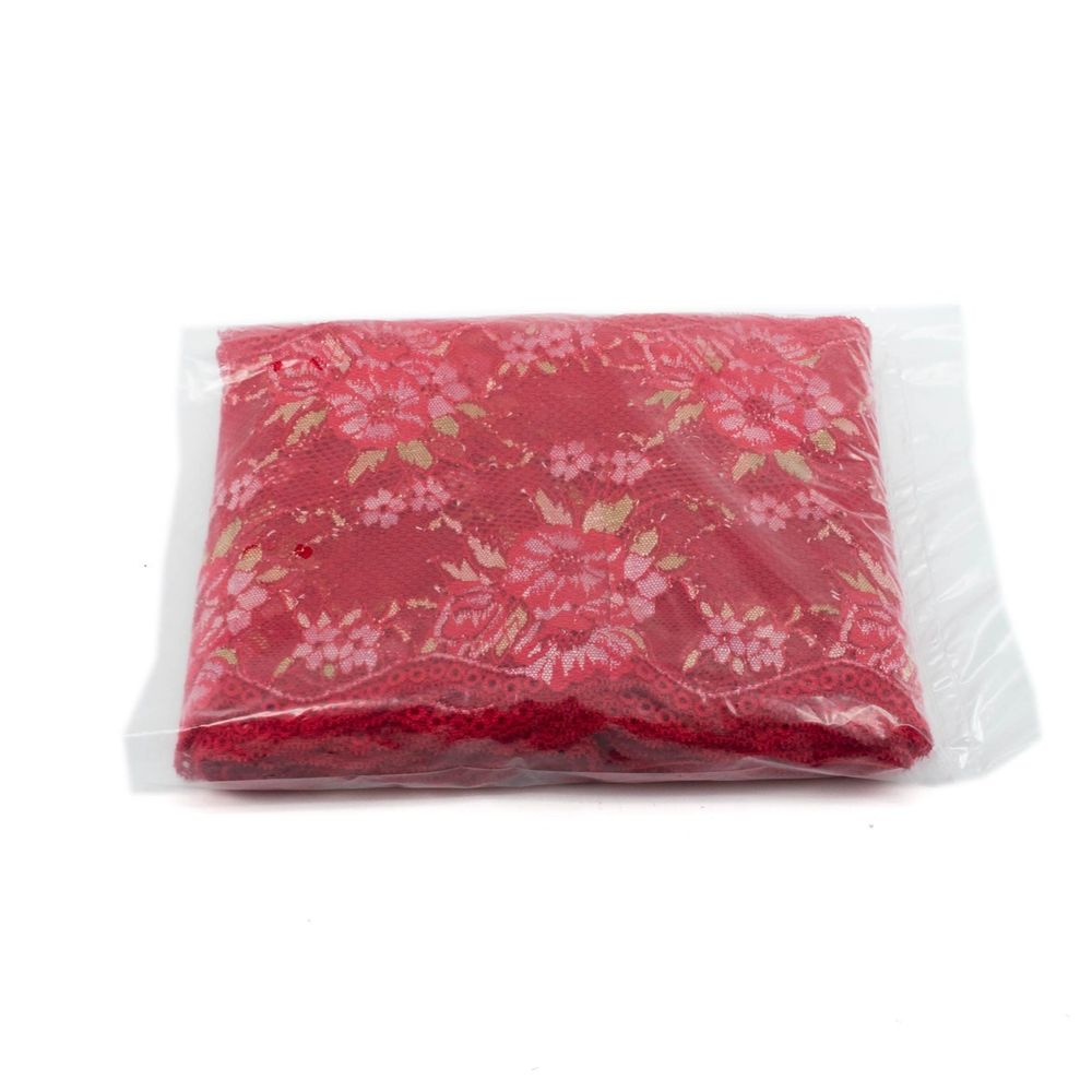 Кружево бельевое эластичное 170 мм / 10 м, красный