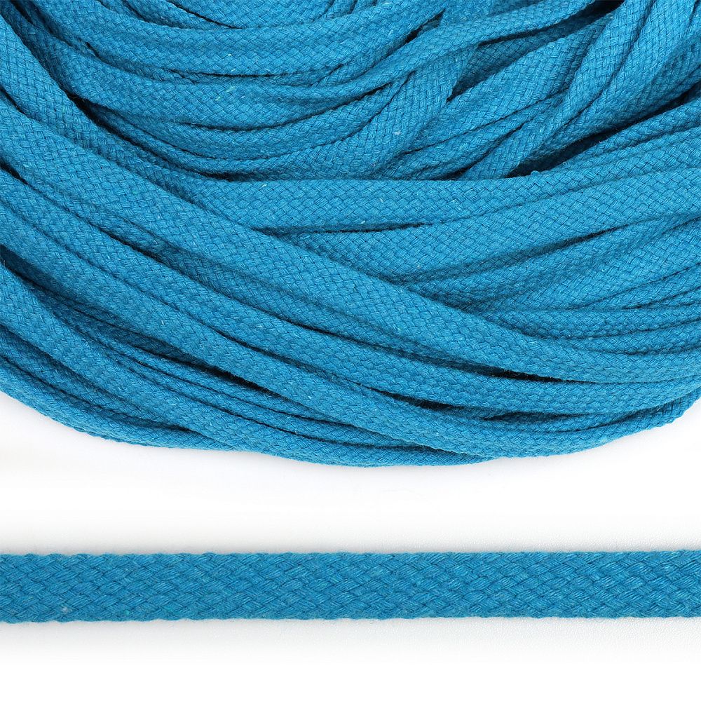 Шнур плоский плетеный х/б 12.0 мм / 50 метров, турецкое плетение TW цв.022 бирюзовый