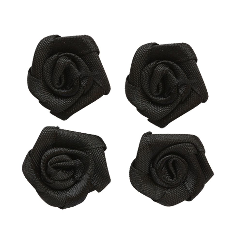 Цветочки пришивные 1,9 см, 4 шт, 030 черный