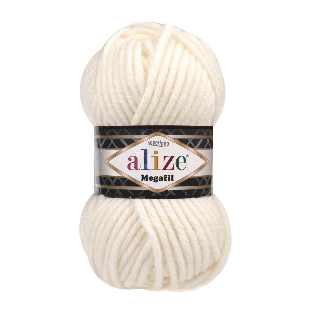 Пряжа Alize (Ализе) Superlana Megafil / уп.5 мот. по 100 г, 55м, 062 молочный A