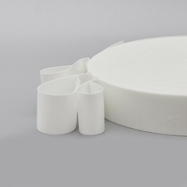 Стропа (ременная лента) 40 мм / 50 метров, толщ. 1.0 мм, [26.3 г/пог.м], 100% п/э, 003 белый