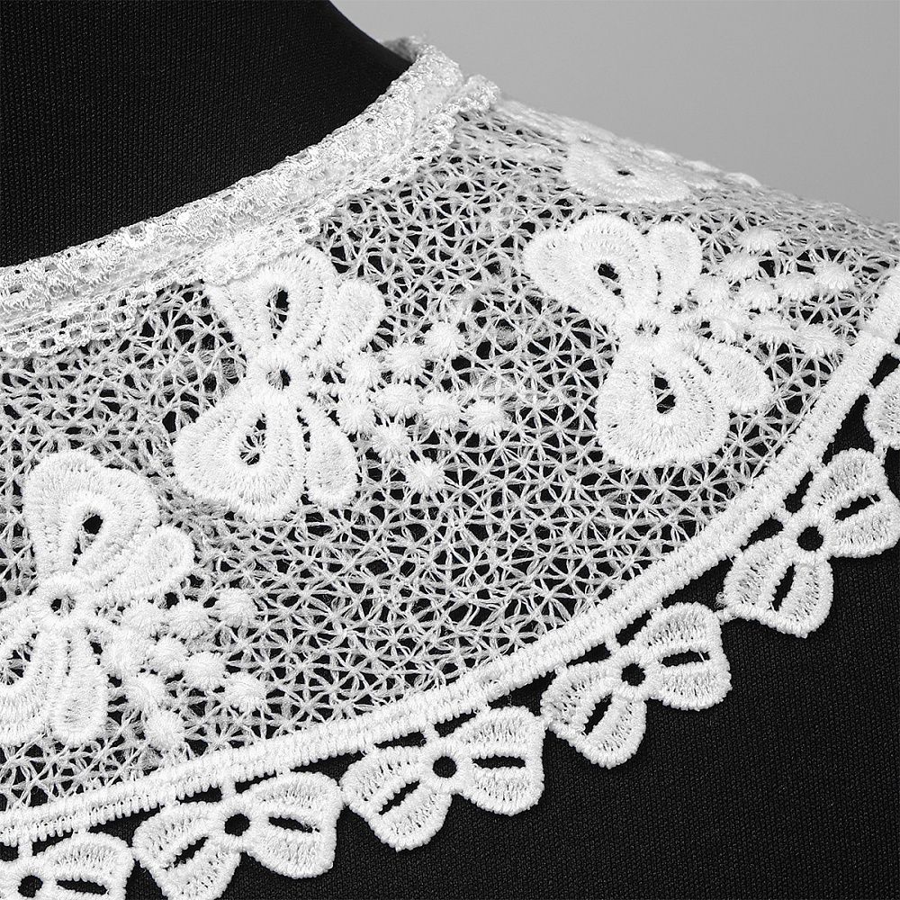 Пришивной кружевной воротник 30х35 см, матовая нить, TBY.13/189, белый, 10 шт