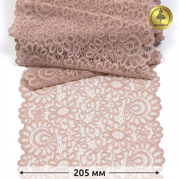 Кружево бельевое эластичное 205 мм / 25 м, YSTL00839, цв.168 серебристый пион, Kruzhevo
