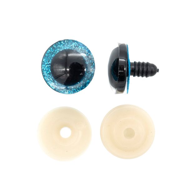 Глазки для игрушек искристые голубые 25мм, 2 штук, AR1220-A