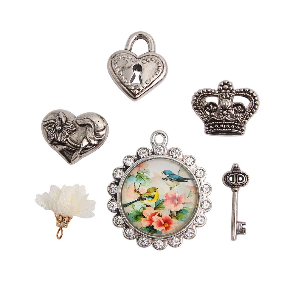 Украшения пуговицы декоративные фигурки Винтажная мода пластик, 7 штак, Dress It Up