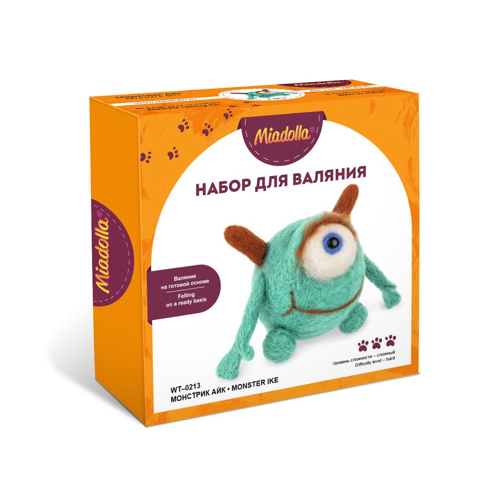 Набор для валяния Miadolla, Монстрик Айк, 8 см, WT-0213
