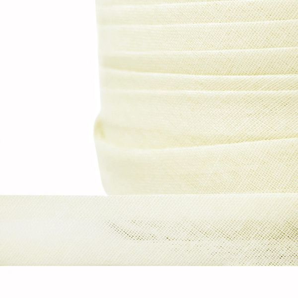 Косая бейка хлопковая 15 мм / 132±1 метра, BS, ≈2.48 г/м², F102 молочный