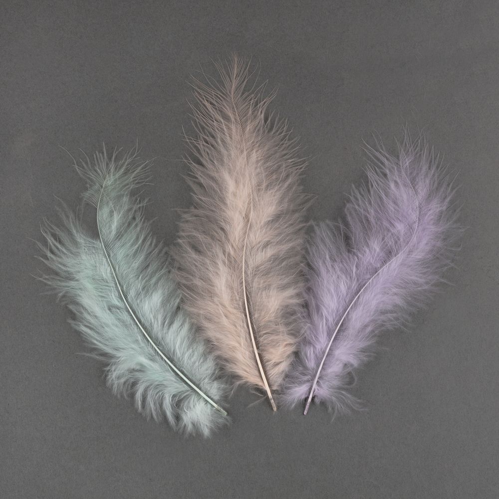 Перья декоративные 12-15 см, 5х24±2 шт, 27 Кремовый/св. бирюзовый/лавандовый, Mr.Painter PLU-02