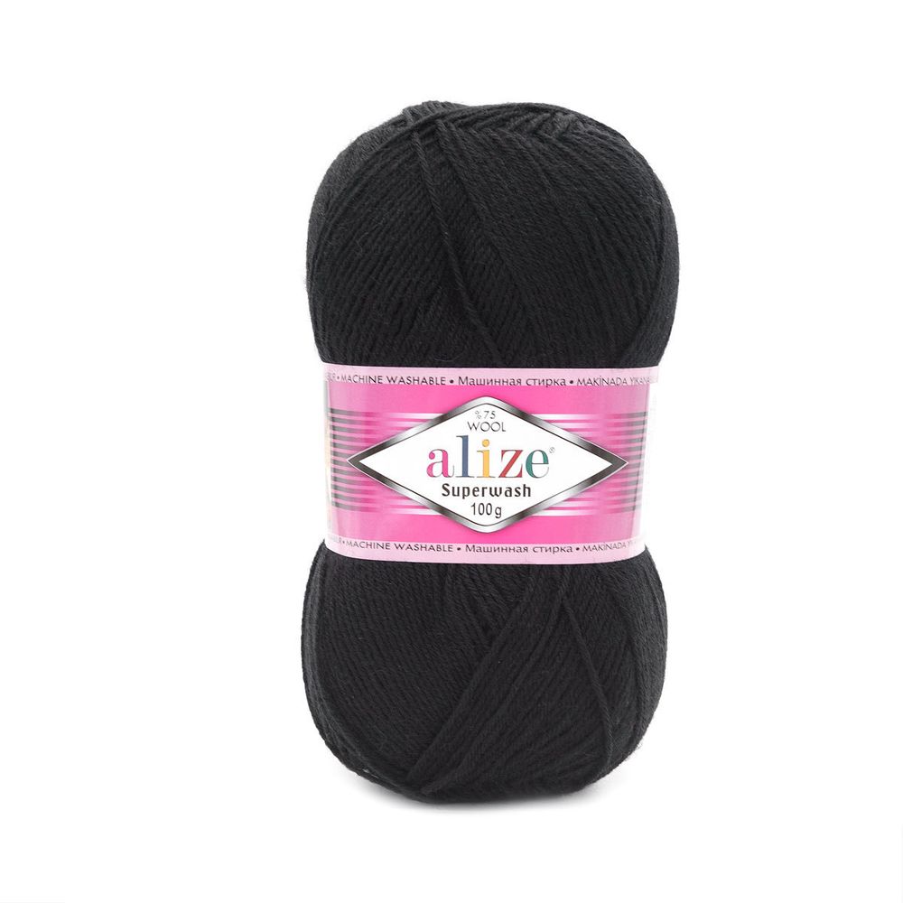 Пряжа Alize (Ализе) Superwash Comfort Socks / уп.5 мот. по 100 г, 420м, 060 черный A