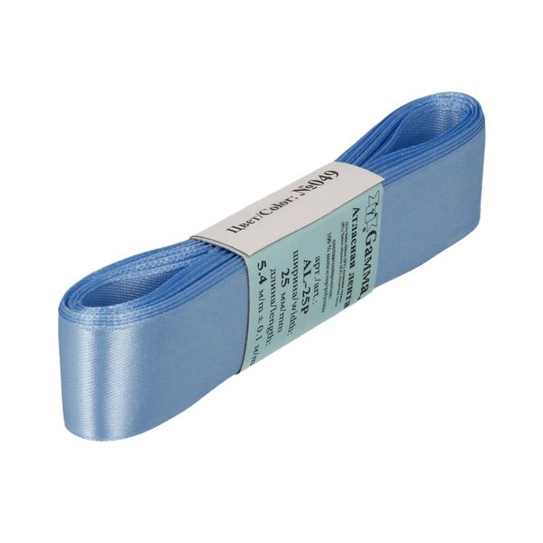 Лента атласная 1-сторонняя 25.0 мм / 5 шт по 5.4 метра, №049 голубой, Gamma AL-25P