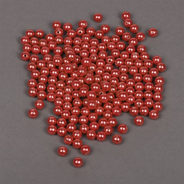 Бусины пластик (перламутр) ⌀8 мм, цв.058 красный уп.50г (213 шт), Magic4Hobby