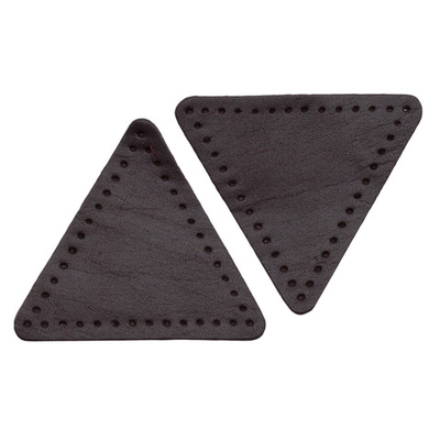 Заплатки пришивные из кожи, треугольник равносторонний 6см с перфорацией, 2 шт, 100% кожа, 03 темно-коричневый, 9116