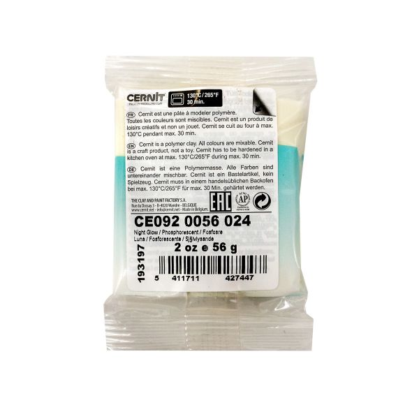 Полимерная глина Cernit Translucent запекаемая, прозрачная 56 гр, 024 ночное сияние