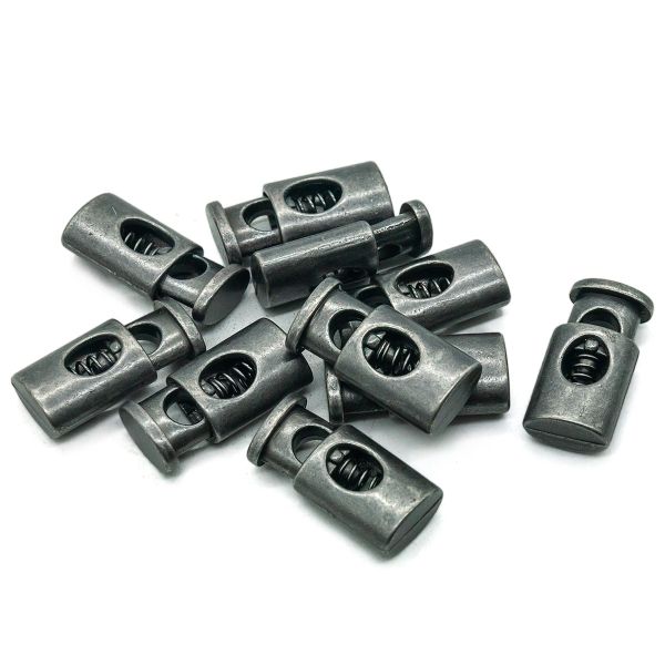 Фиксатор (зажим) для шнура металл 1 отв., 20х10 мм, (in ⌀4.5 мм), цв.т.серебро, 10 шт