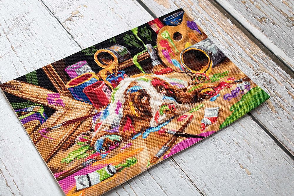 Набор для вышивания нитками Luca-S, Щенок Пикассо 40х29 см