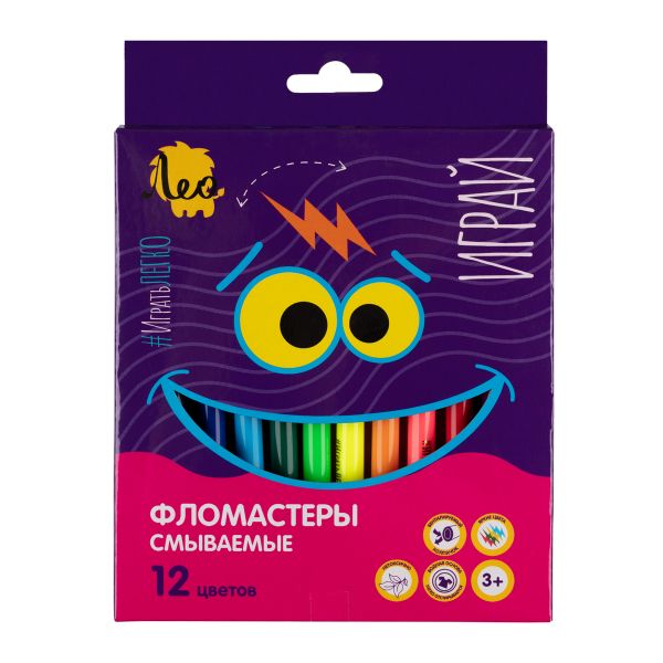 Фломастеры смываемые 12 цв, Лео LPFP-12